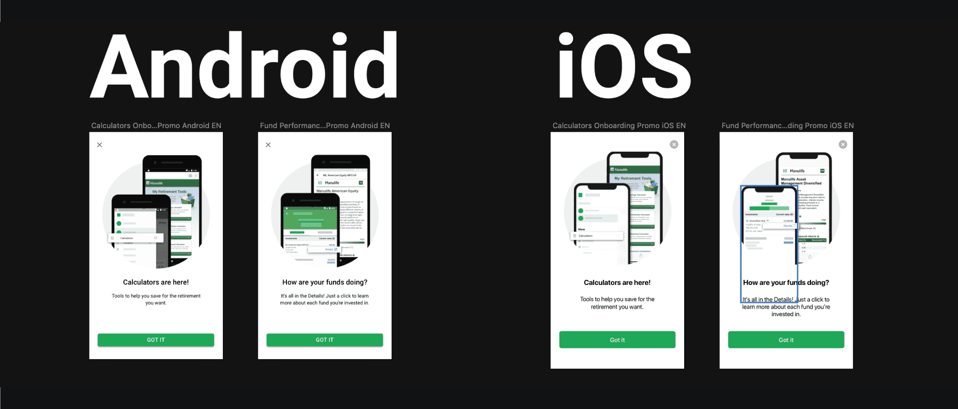 Manulife Mobile sample interface flow