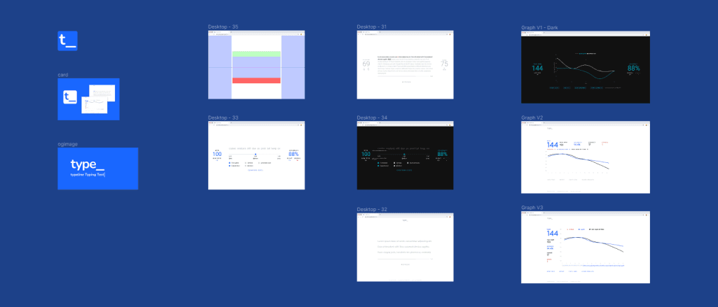 design iterations of typeline UI