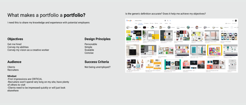 Design brief and research artifact for the portfolio site